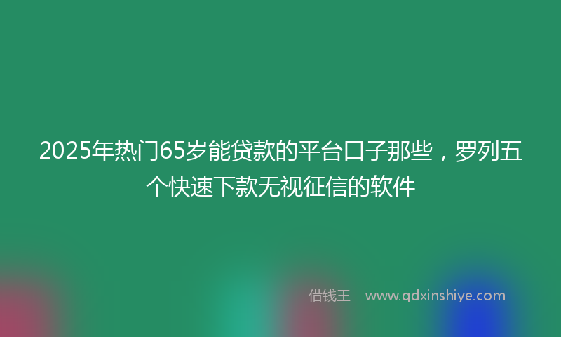 2025年热门65岁能贷款的平台口子那些，罗列五个快速下款无视征信的软件