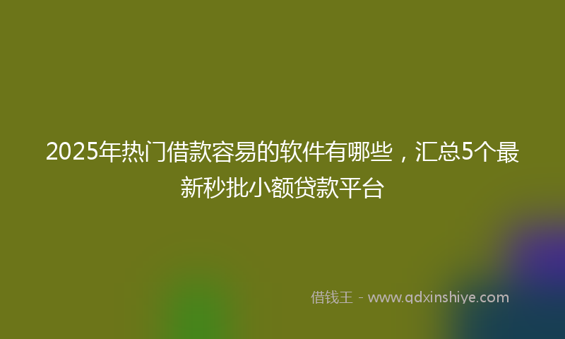 2025年热门借款容易的软件有哪些，汇总5个最新秒批小额贷款平台