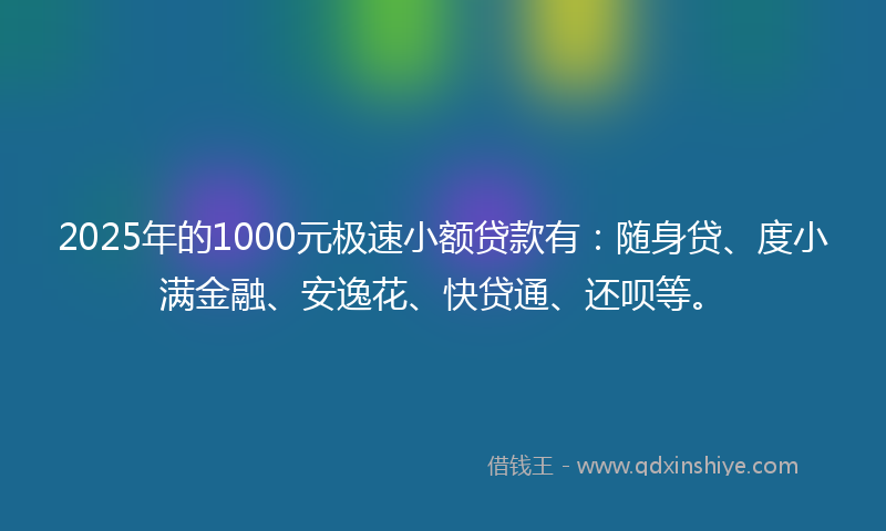 2025年的1000元极速小额贷款有：随身贷、度小满金融、安逸花、快贷通、还呗等。