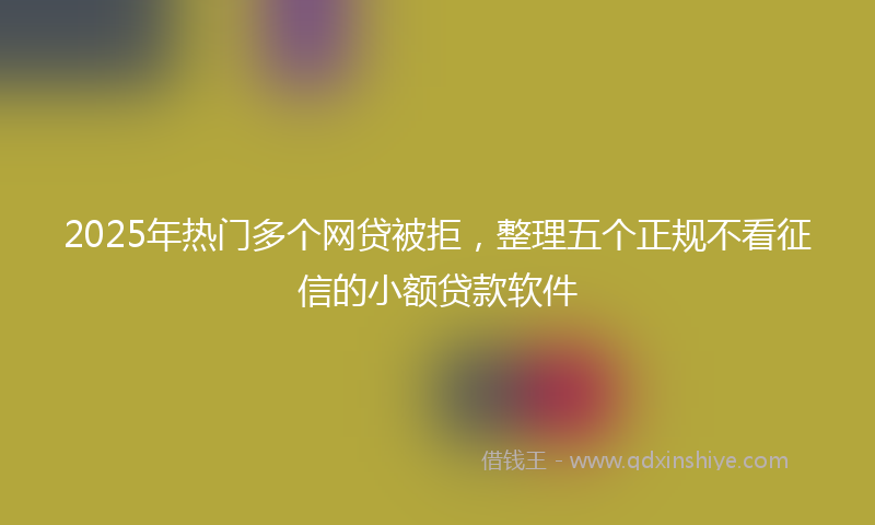 2025年热门多个网贷被拒，整理五个正规不看征信的小额贷款软件