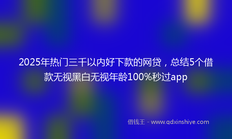2025年热门三千以内好下款的网贷，总结5个借款无视黑白无视年龄100%秒过app