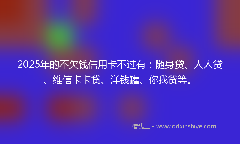 2025年的不欠钱信用卡不过有：随身贷、人人贷、维信卡卡贷、洋钱罐、你我贷等。