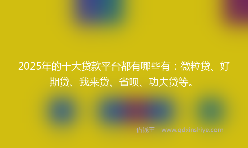 2025年的十大贷款平台都有哪些有：微粒贷、好期贷、我来贷、省呗、功夫贷等。