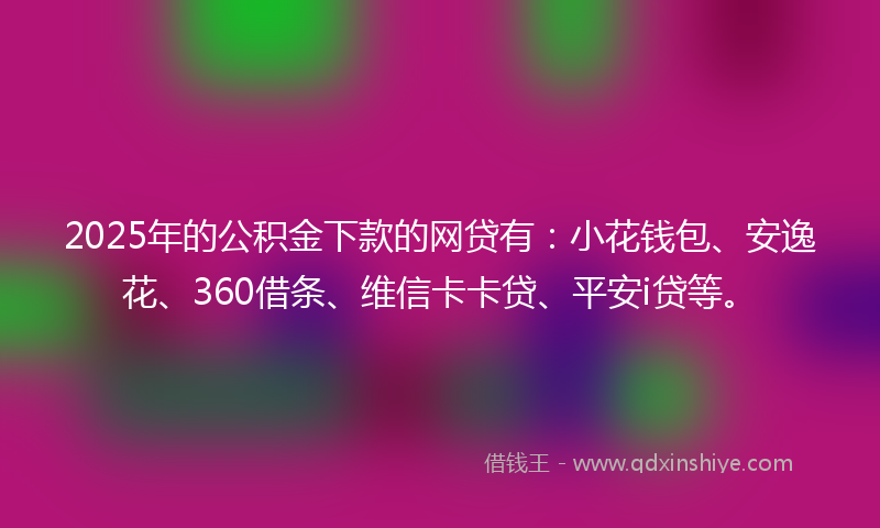 2025年的公积金下款的网贷有:小花钱包、安逸花、360借条、维信卡卡贷、平安i贷等。