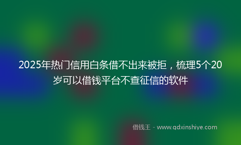2025年热门信用白条借不出来被拒，梳理5个20岁可以借钱平台不查征信的软件