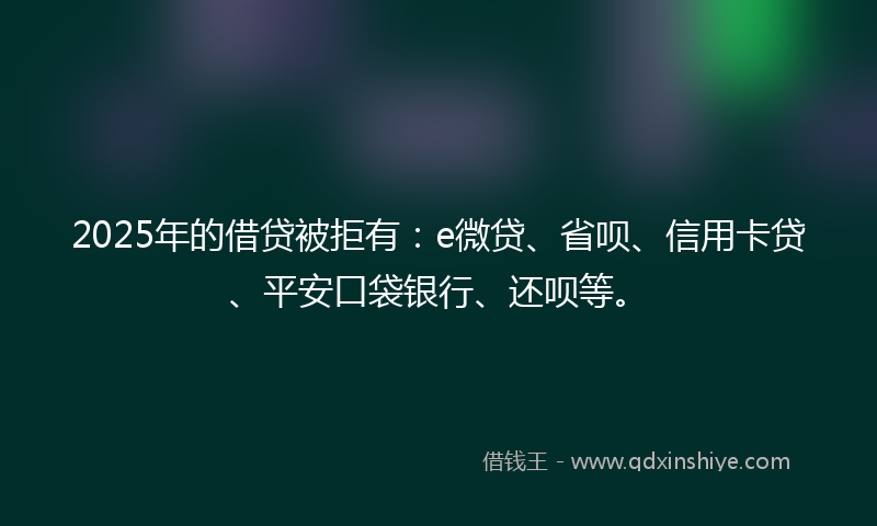 2025年的借贷被拒有：e微贷、省呗、信用卡贷、平安口袋银行、还呗等。