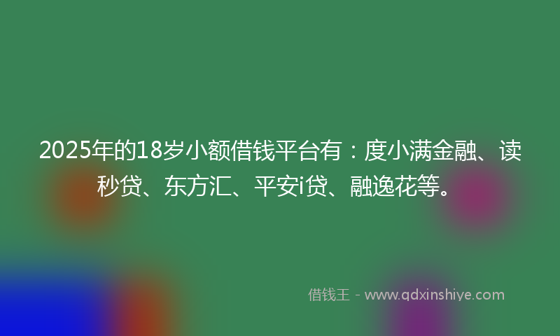 2025年的18岁小额借钱平台有：度小满金融、读秒贷、东方汇、平安i贷、融逸花等。