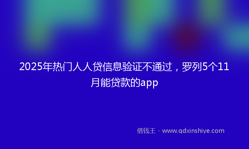 2025年热门人人贷信息验证不通过，罗列5个11月能贷款的app