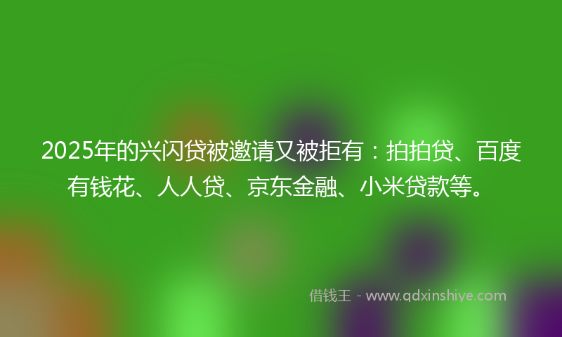 2025年的兴闪贷被邀请又被拒有：拍拍贷、百度有钱花、人人贷、京东金融、小米贷款等。