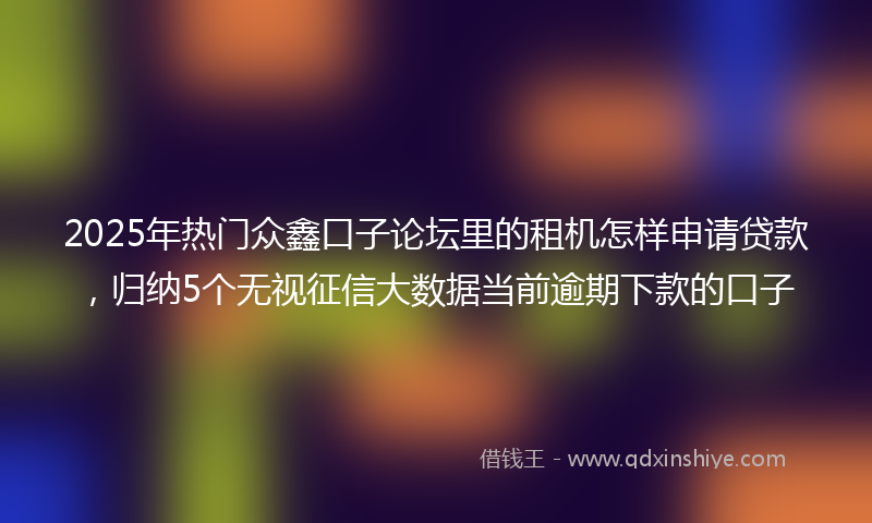 2025年热门众鑫口子论坛里的租机怎样申请贷款，归纳5个无视征信大数据当前逾期下款的口子