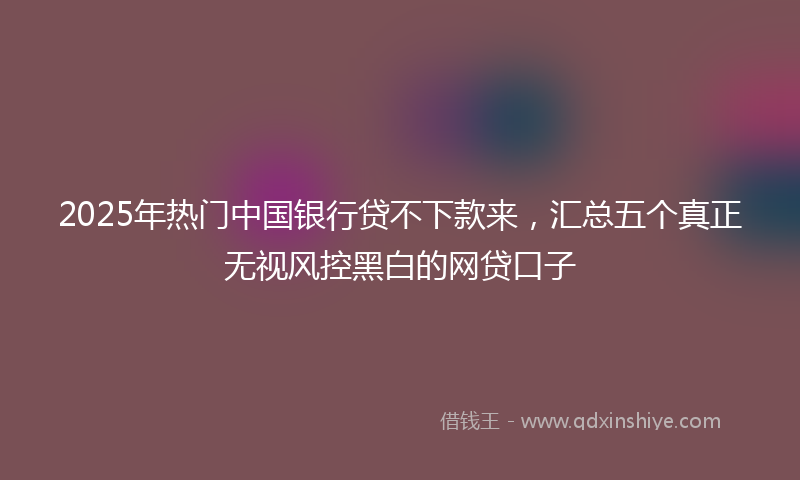 2025年热门中国银行贷不下款来，汇总五个真正无视风控黑白的网贷口子