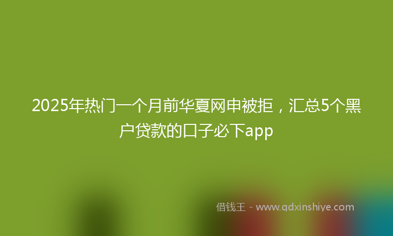 2025年热门一个月前华夏网申被拒，汇总5个黑户贷款的口子必下app