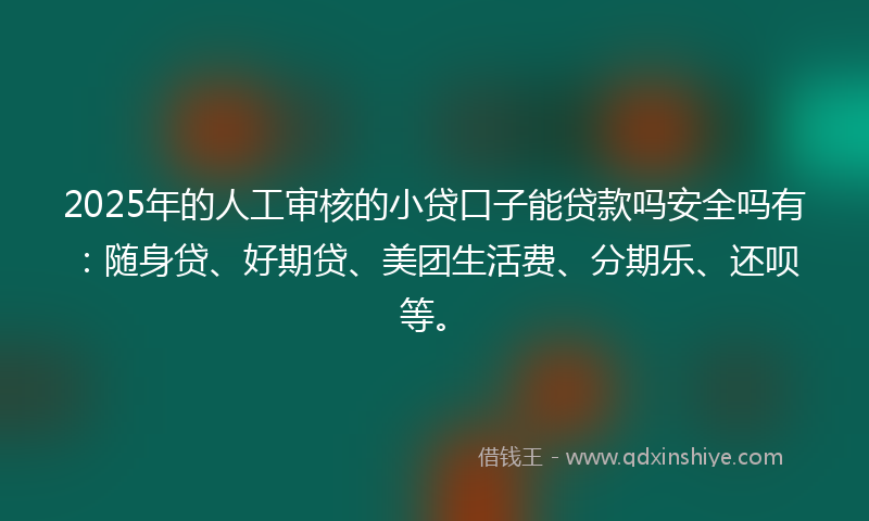 2025年的人工审核的小贷口子能贷款吗安全吗有：随身贷、好期贷、美团生活费、分期乐、还呗等。