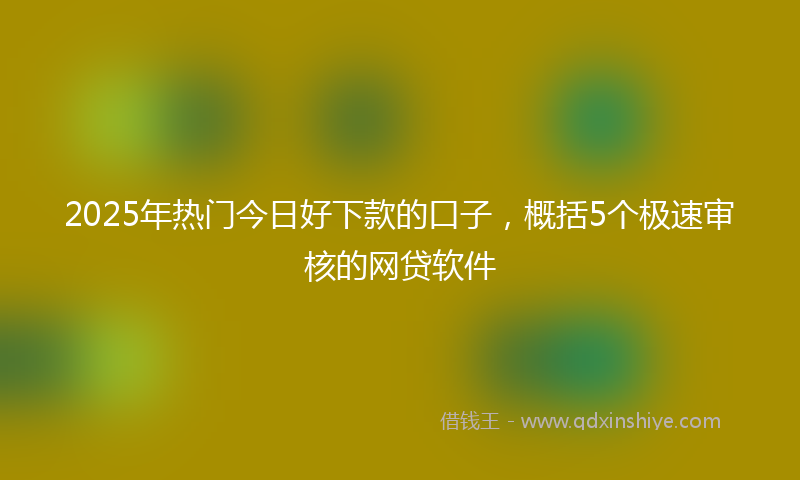 2025年热门今日好下款的口子，概括5个极速审核的网贷软件