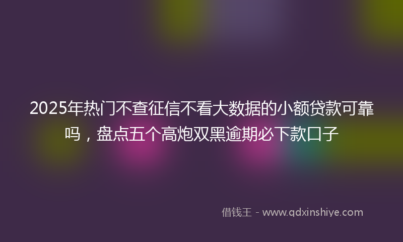 2025年热门不查征信不看大数据的小额贷款可靠吗，盘点五个高炮双黑逾期必下款口子