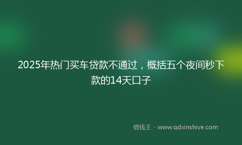 2025年热门买车贷款不通过，概括五个夜间秒下款的14天口子
