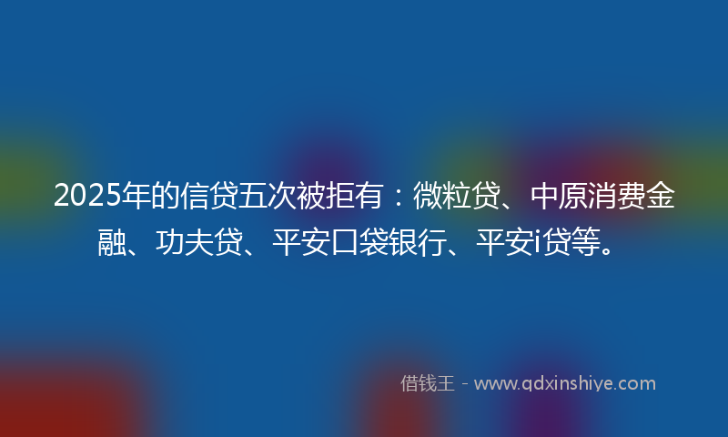 2025年的信贷五次被拒有：微粒贷、中原消费金融、功夫贷、平安口袋银行、平安i贷等。