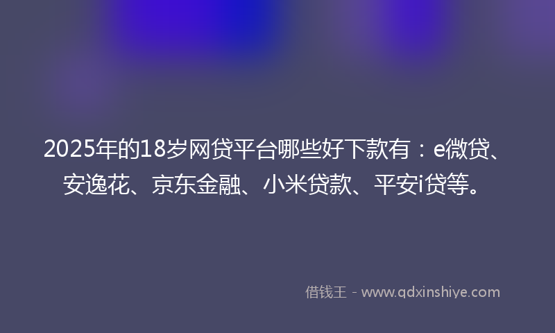 2025年的18岁网贷平台哪些好下款有：e微贷、安逸花、京东金融、小米贷款、平安i贷等。