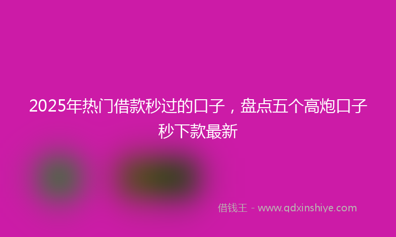 2025年热门借款秒过的口子，盘点五个高炮口子秒下款最新