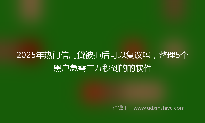 2025年热门信用贷被拒后可以复议吗，整理5个黑户急需三万秒到的的软件
