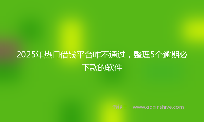 2025年热门借钱平台咋不通过，整理5个逾期必下款的软件