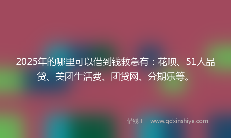 2025年的哪里可以借到钱救急有：花呗、51人品贷、美团生活费、团贷网、分期乐等。