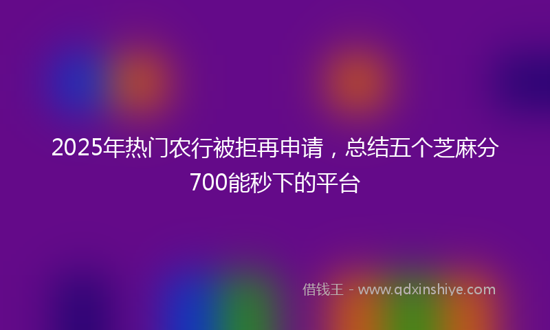 2025年热门农行被拒再申请，总结五个芝麻分700能秒下的平台