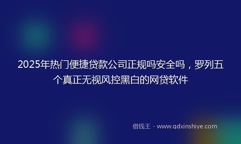 2025年热门便捷贷款公司正规吗安全吗，罗列五个真正无视风控黑白的网贷软件