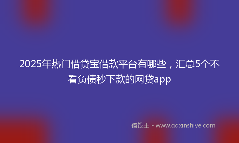 2025年热门借贷宝借款平台有哪些，汇总5个不看负债秒下款的网贷app