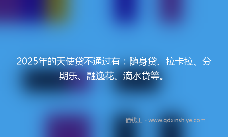 2025年的天使贷不通过有：随身贷、拉卡拉、分期乐、融逸花、滴水贷等。