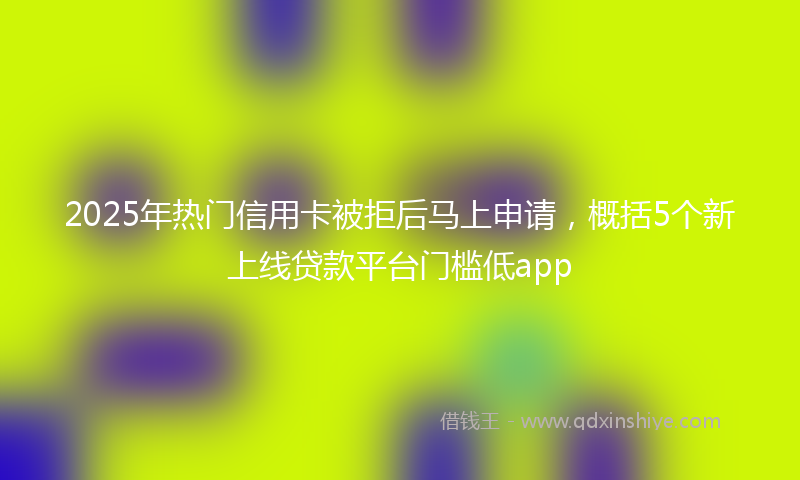 2025年热门信用卡被拒后马上申请，概括5个新上线贷款平台门槛低app