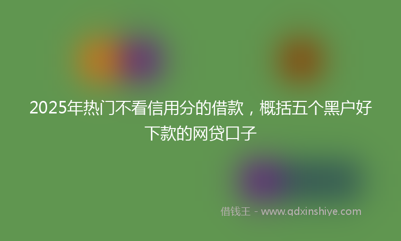 2025年热门不看信用分的借款，概括五个黑户好下款的网贷口子