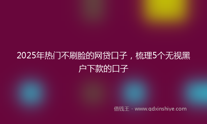 2025年热门不刷脸的网贷口子，梳理5个无视黑户下款的口子