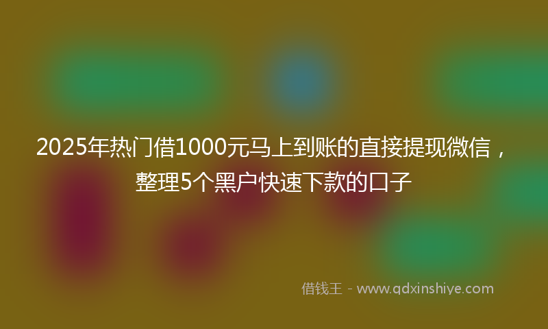 2025年热门借1000元马上到账的直接提现微信，整理5个黑户快速下款的口子