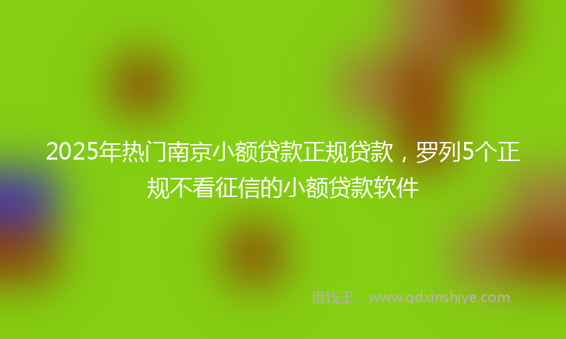 2025年热门南京小额贷款正规贷款，罗列5个正规不看征信的小额贷款软件