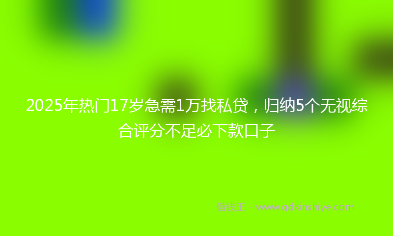 2025年热门17岁急需1万找私贷，归纳5个无视综合评分不足必下款口子