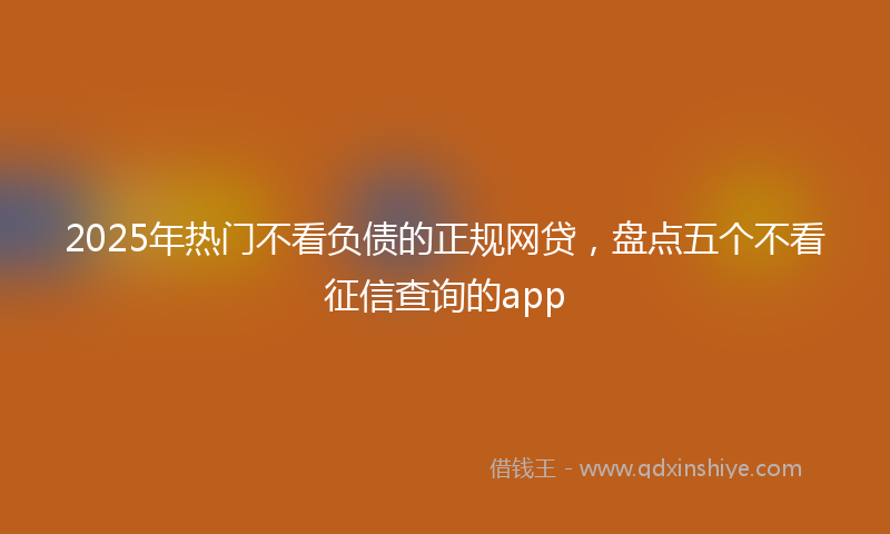 2025年热门不看负债的正规网贷，盘点五个不看征信查询的app