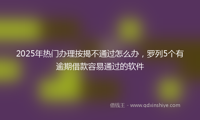 2025年热门办理按揭不通过怎么办，罗列5个有逾期借款容易通过的软件