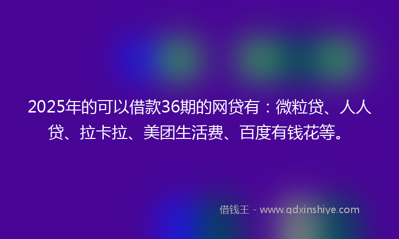 2025年的可以借款36期的网贷有：微粒贷、人人贷、拉卡拉、美团生活费、百度有钱花等。