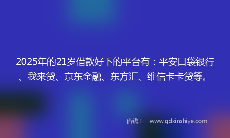 2025年的21岁借款好下的平台有：平安口袋银行、我来贷、京东金融、东方汇、维信卡卡贷等。