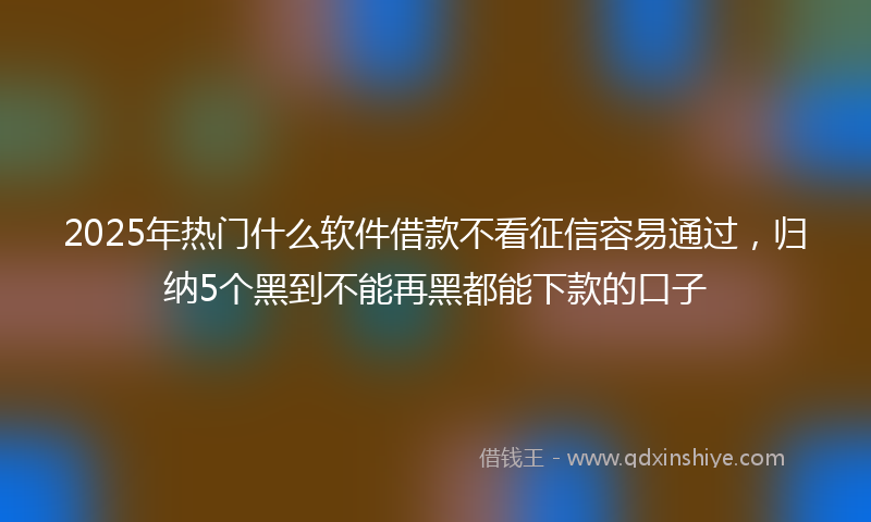 2025年热门什么软件借款不看征信容易通过，归纳5个黑到不能再黑都能下款的口子