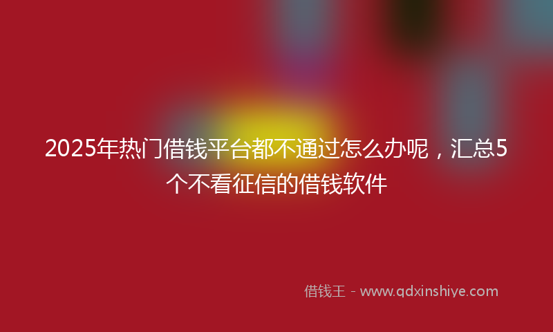 2025年热门借钱平台都不通过怎么办呢，汇总5个不看征信的借钱软件