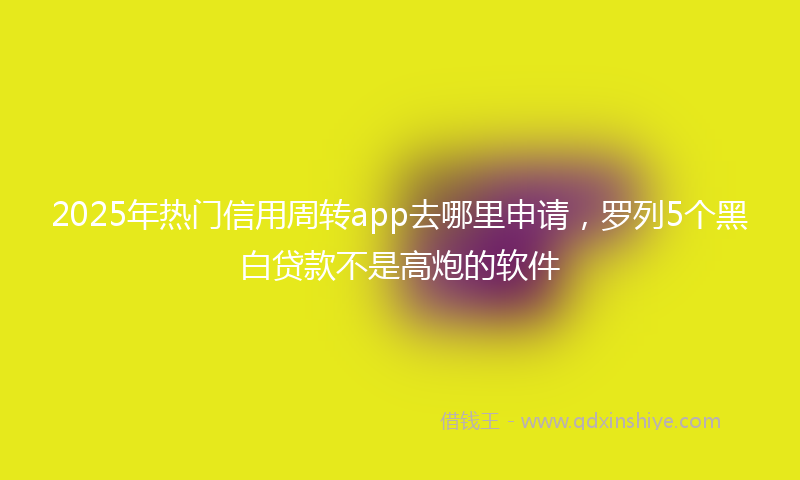 2025年热门信用周转app去哪里申请，罗列5个黑白贷款不是高炮的软件