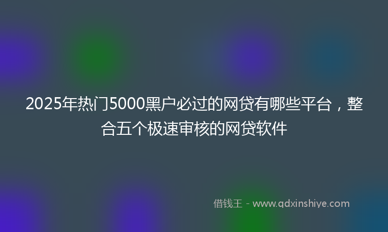 2025年热门5000黑户必过的网贷有哪些平台，整合五个极速审核的网贷软件