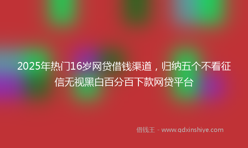 2025年热门16岁网贷借钱渠道，归纳五个不看征信无视黑白百分百下款网贷平台