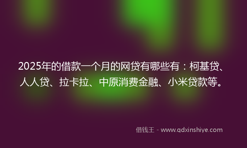 2025年的借款一个月的网贷有哪些有：柯基贷、人人贷、拉卡拉、中原消费金融、小米贷款等。