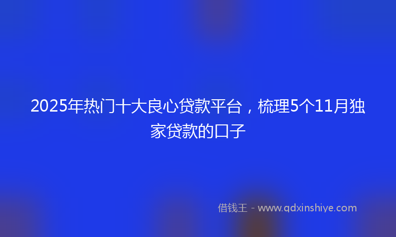 2025年热门十大良心贷款平台，梳理5个11月独家贷款的口子
