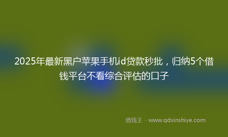 2025年最新黑户苹果手机id贷款秒批，归纳5个借钱平台不看综合评估的口子