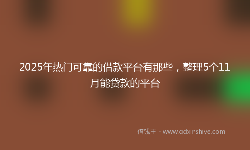 2025年热门可靠的借款平台有那些，整理5个11月能贷款的平台