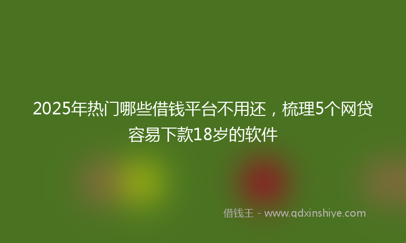2025年热门哪些借钱平台不用还，梳理5个网贷容易下款18岁的软件
